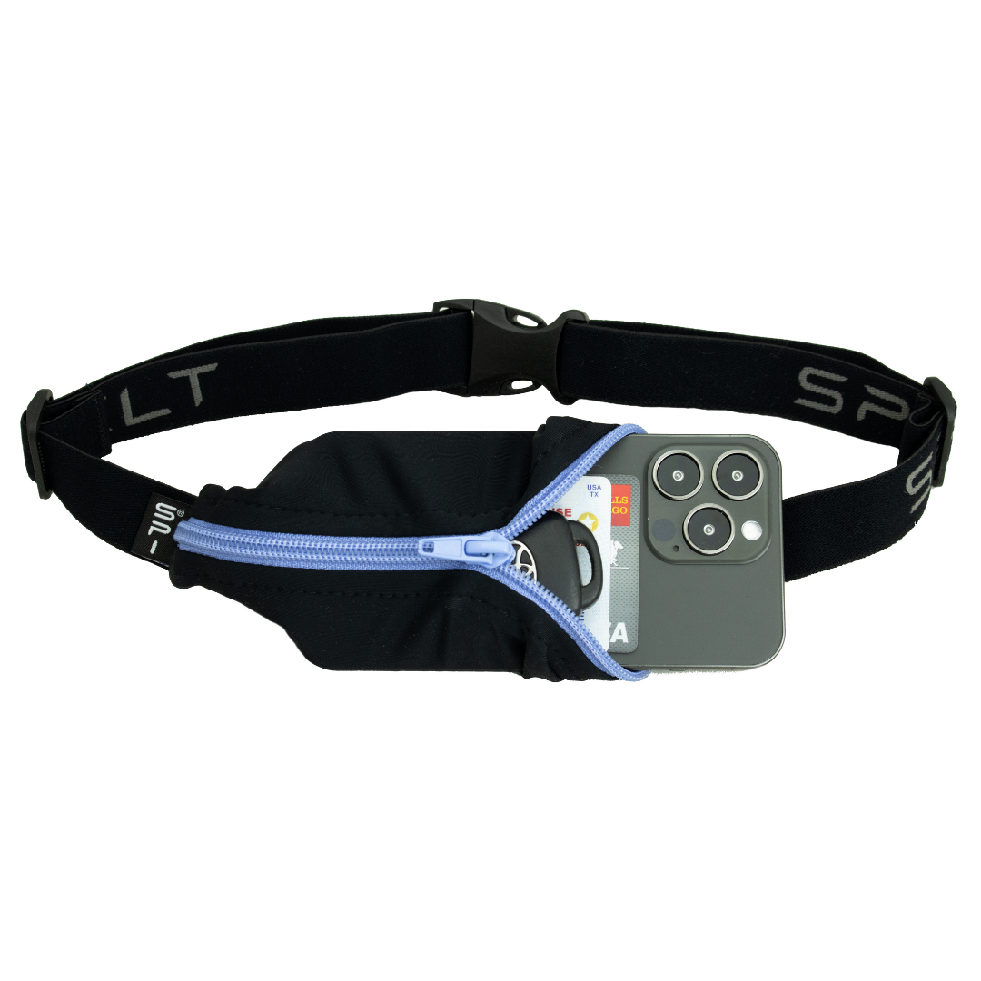 Spibelt Original Running Belt - Black/Periwinkle Zip